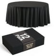thumbnail image 1 of Exquisite 12-Pack Disposable 120-Inch Round Black Plastic Tablecloths for Parties, 1 of 6