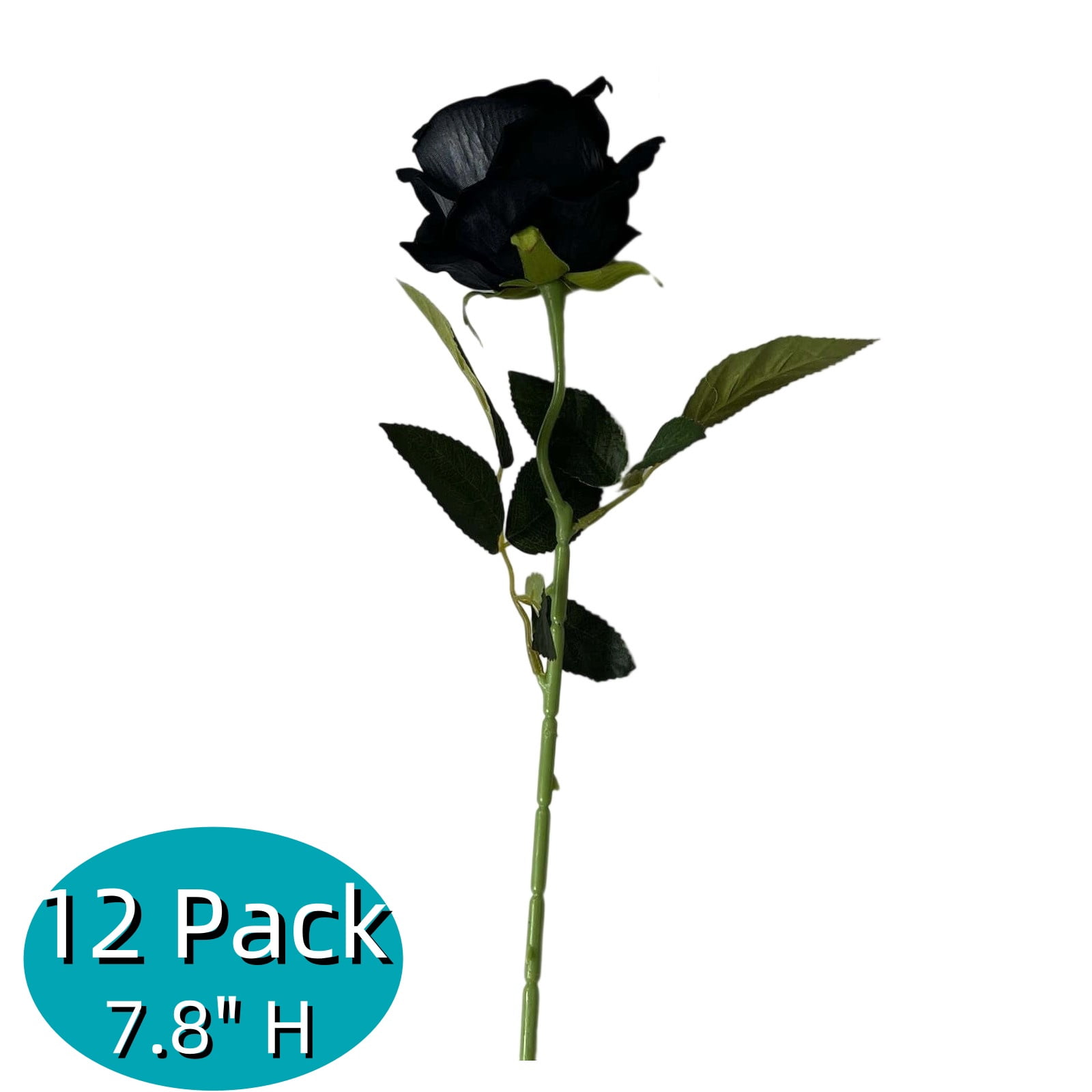 12 Pack Black Roses Artificial Flowers, 7.8