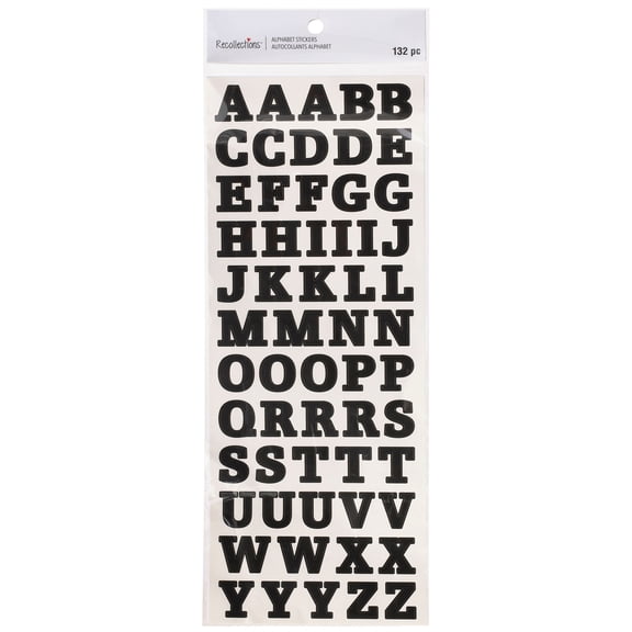 Recollections Black Small Font Alphabet Stickers, 12 Pack