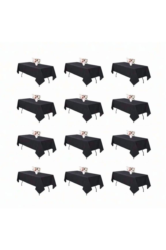 12 Pack Black Tablecloth 60 X 102 Inch - Rectangle Table Cloth For 6 Feet Table Stain And Wrinkle Resistant Washable Polyester Table Cover For Dining Wedding Banquet Party Buffet Restaurant