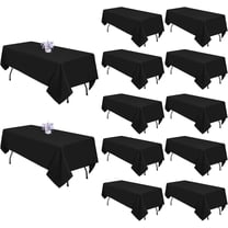 12 Pack Black Tablecloths 60x102 Inch Table Cloths for 6 Foot Rectangle Tables, Wrinkle Resistant Washable Rectangular Fabric Table Cover for Dining Wedding Banquet Camping Party