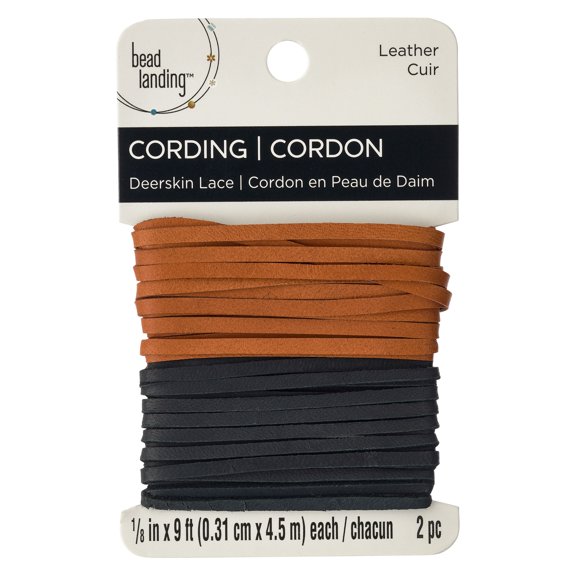 12 Pack: Black & Tan Deerskin Leather Lace by Bead Landing