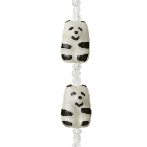 Bead Landing Black & White Ceramic Panda Beads, 20mm, 12 Pack