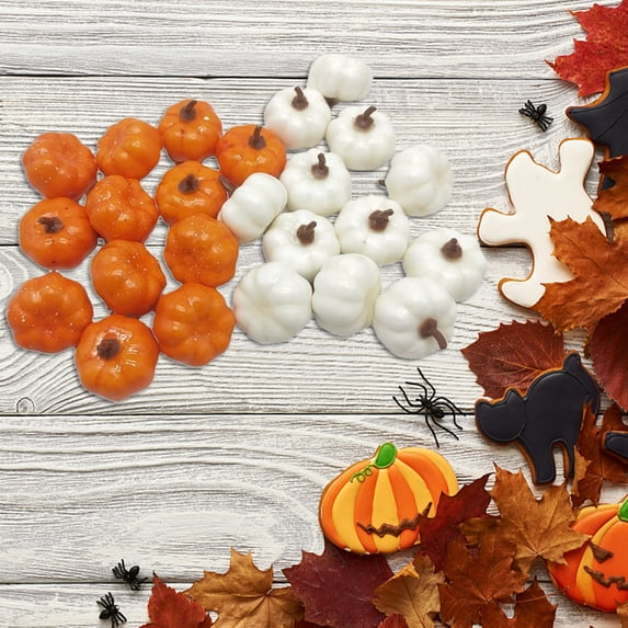 12 Pack Blank DIY Plastic Simulation Pumpkins, Paintable Faux Pumpkin Ornaments, Reusable Fall Halloween Thanksgiving Tabletop Wreath Indoor Outdoor Decor Props