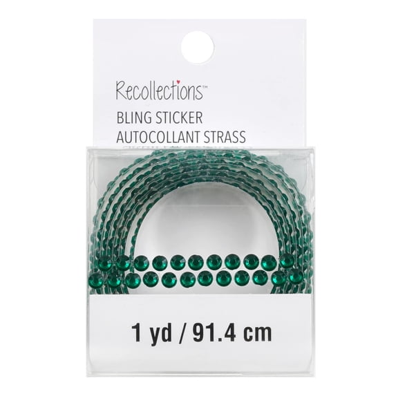 Recollections Bling on a Roll Dark Green Rhinestone Adhesives, 12 Pack