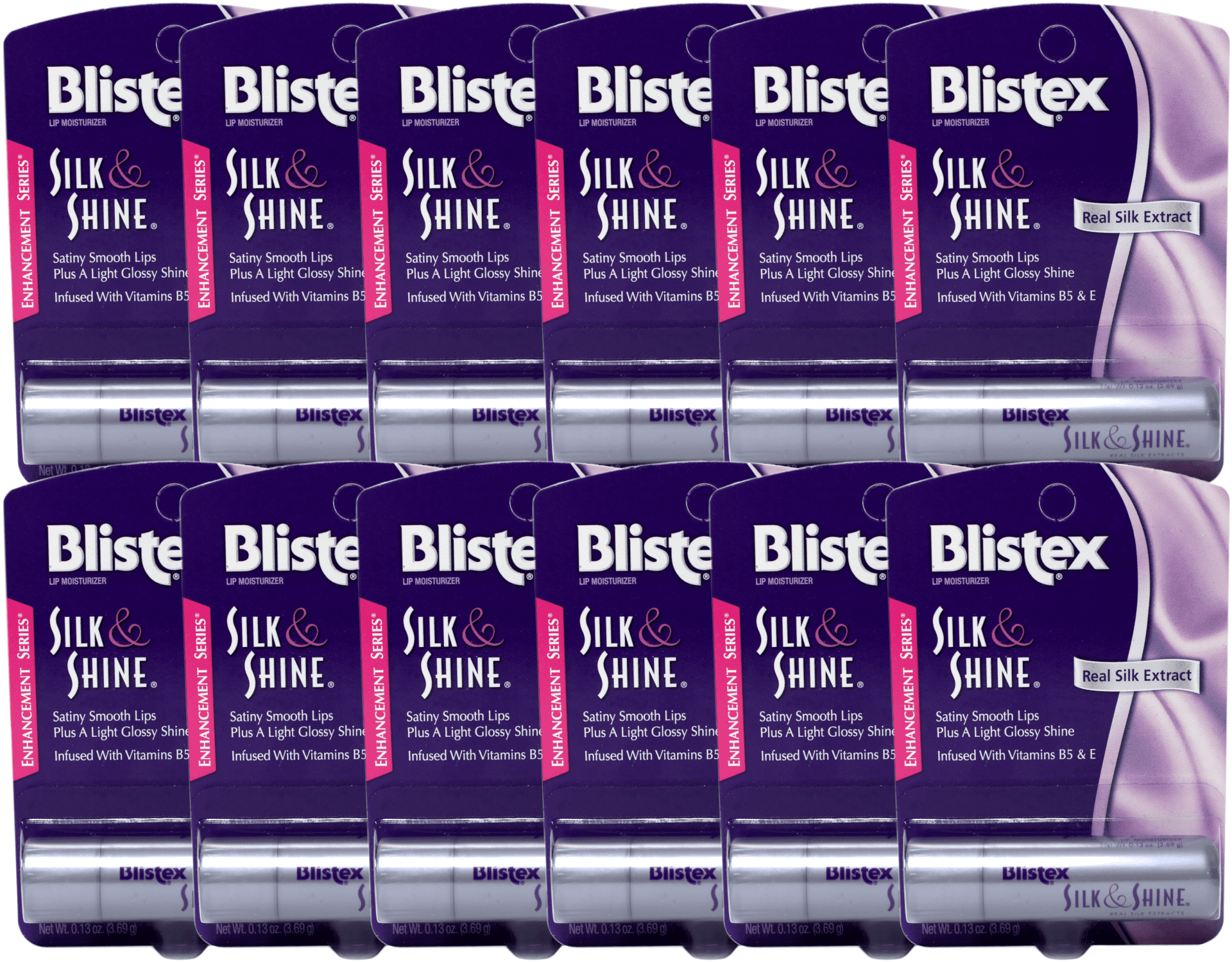 12 Pack Blistex Silk & Shine Lip Balm 0.13 Oz Each