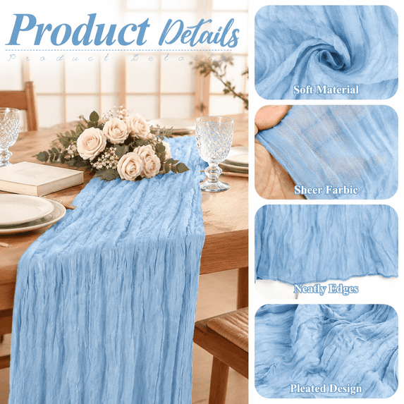 12 Pack Blue Cheesecloth Table Runner 17x108 Inch Boho Gauze Cheese ...