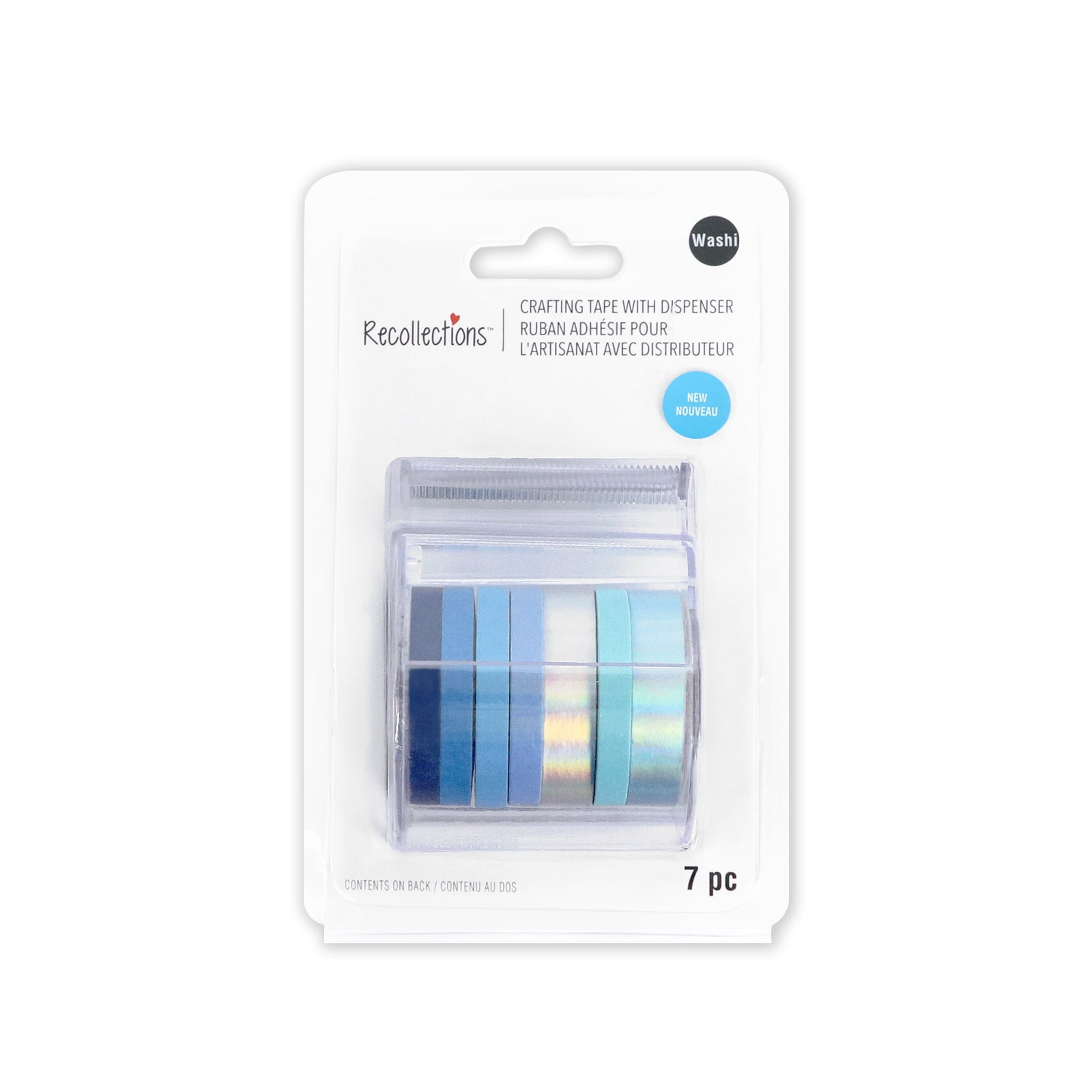 Recollections Blue Combo Crafting Washi Tape & Dispenser Set, 12 Pack