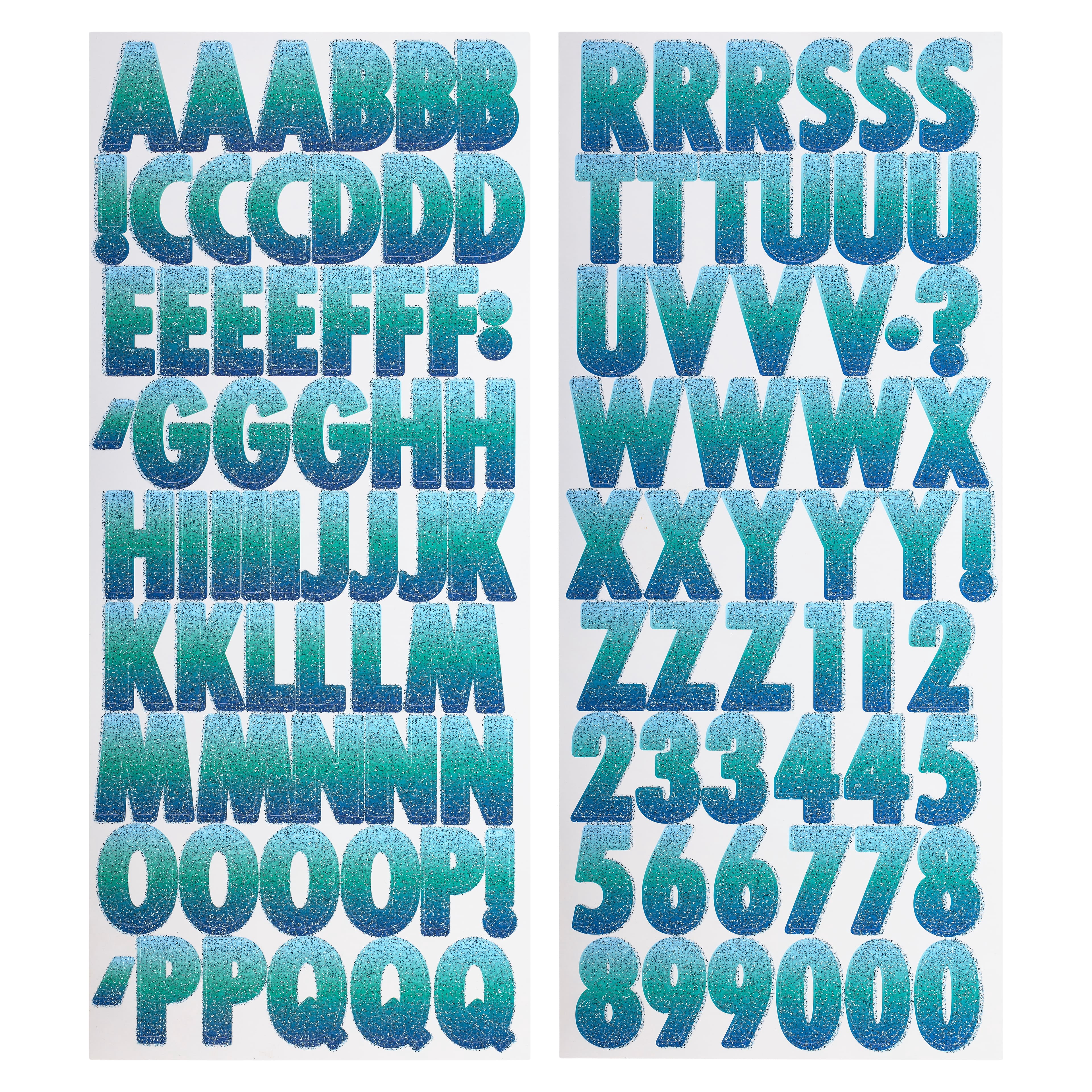 Recollections Blue Glitter Ombre Alphabet Stickers, 12 Pack