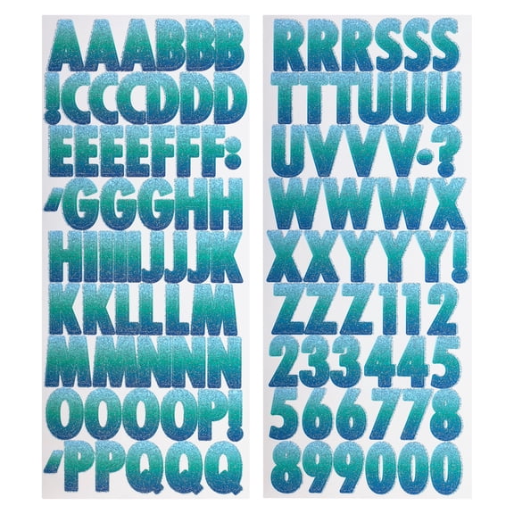 Recollections Blue Glitter Ombre Alphabet Stickers, 12 Pack