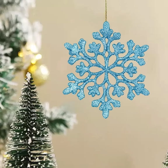 12-Pack Blue Hollow-Out Snowflake Christmas Ornaments, 3 Inch Mirror Finish Plastic Decor with Hanging Loop for Tree Window Shopping Center Home Decor Blue