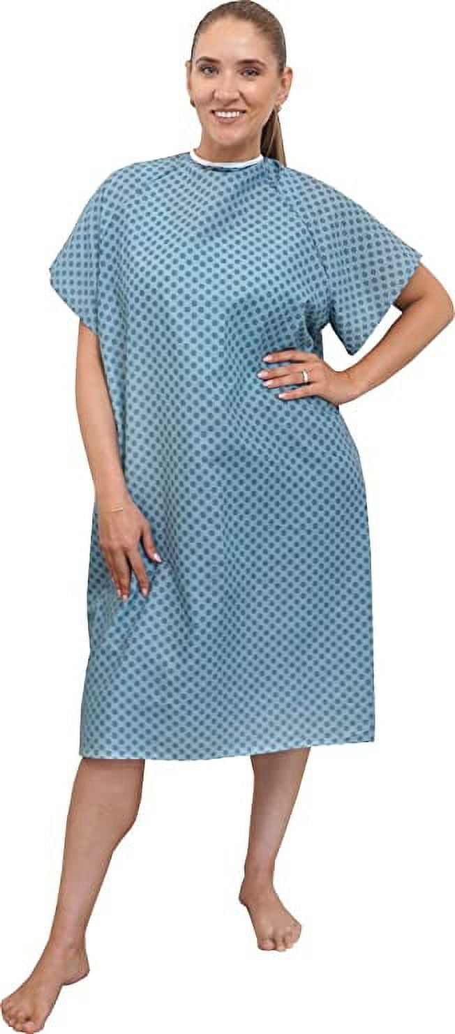 12 Pack Blue Hospital Gown with Back Tie / Hospital Patient Robes