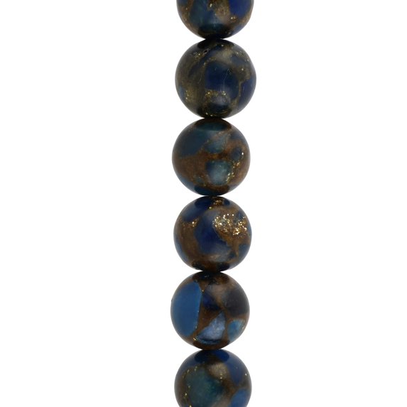 Bead Landing Blue Marbled Impression Jasper Round Beads, 10mm, 12 Pack