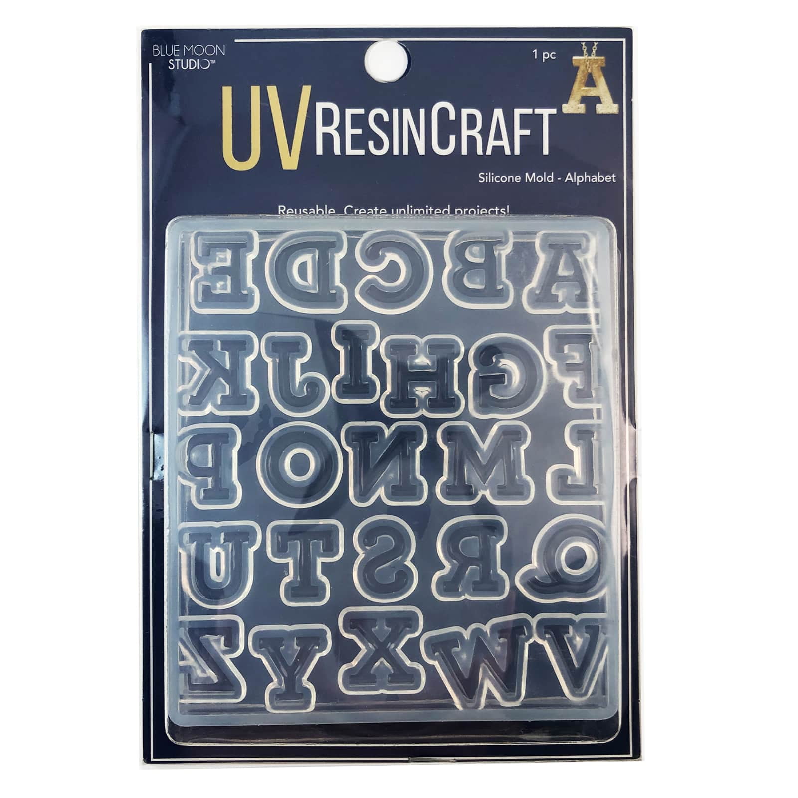 Blue Moon Studio UV Resin Craft Alphabet Flat Mold, 12 Pack