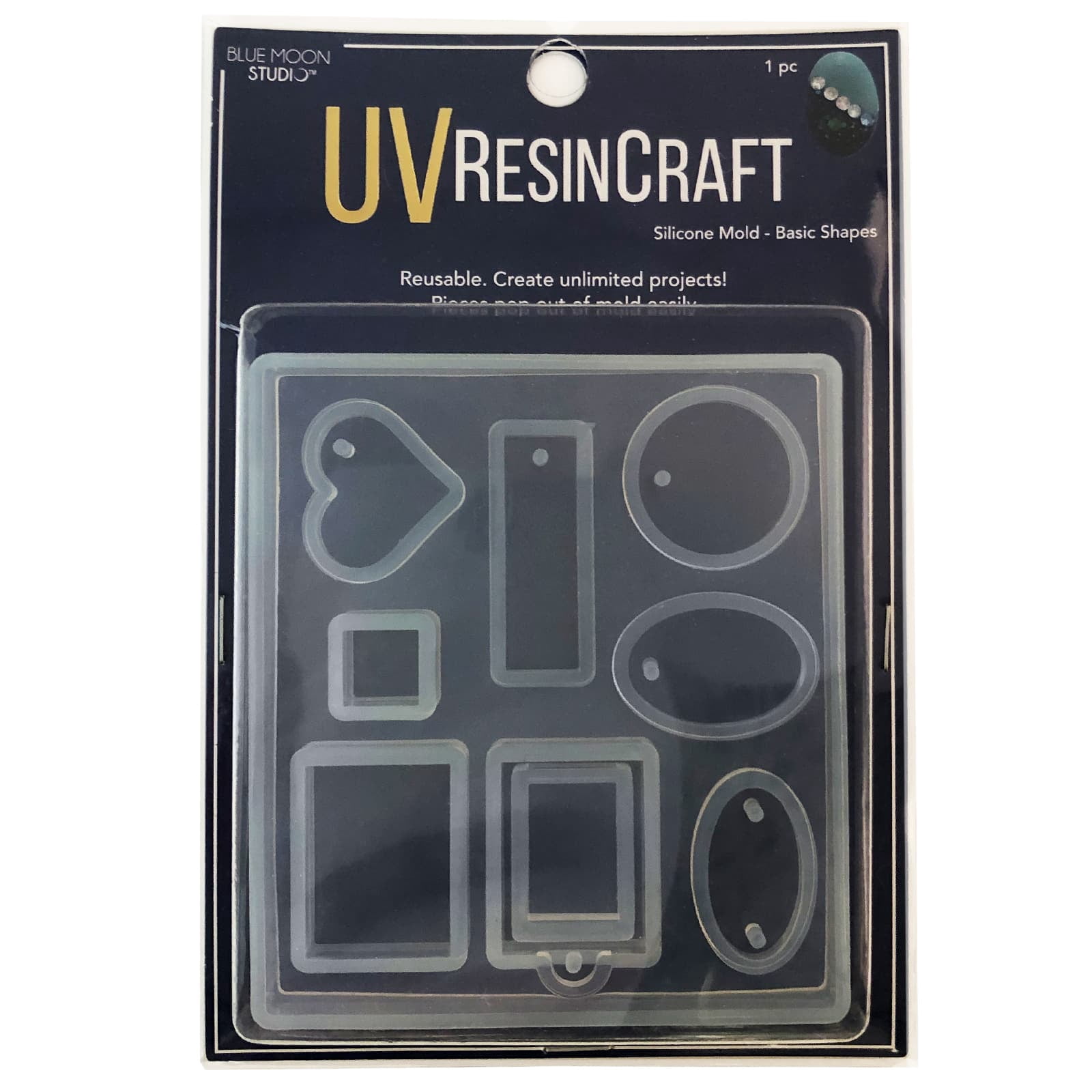 Blue Moon Studio UV Resin Craft Basic Shapes Flat Mold, 12 Pack