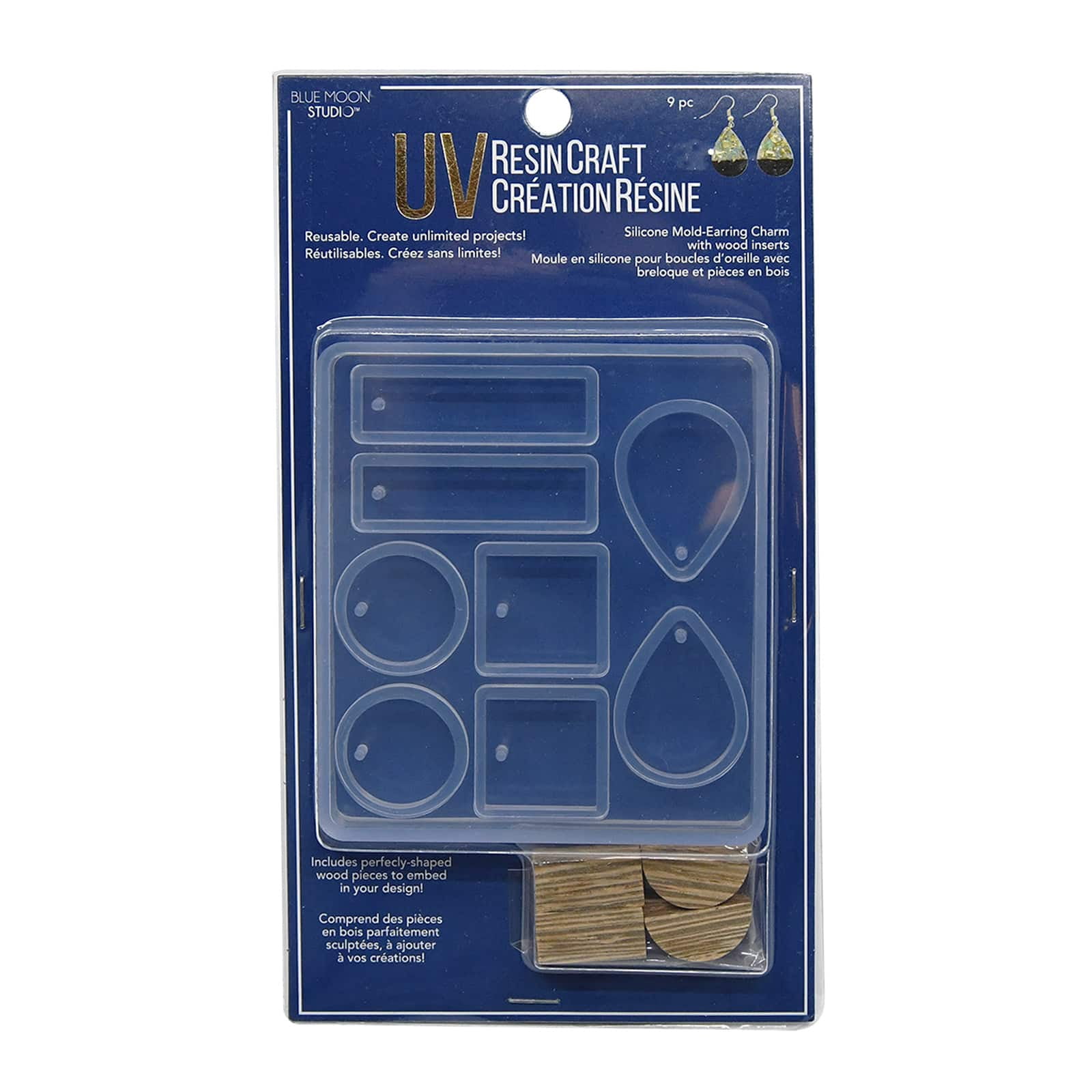 Blue Moon Studio UV Resin Craft Earring Charm Silicone Mold Kit, 12 Pack