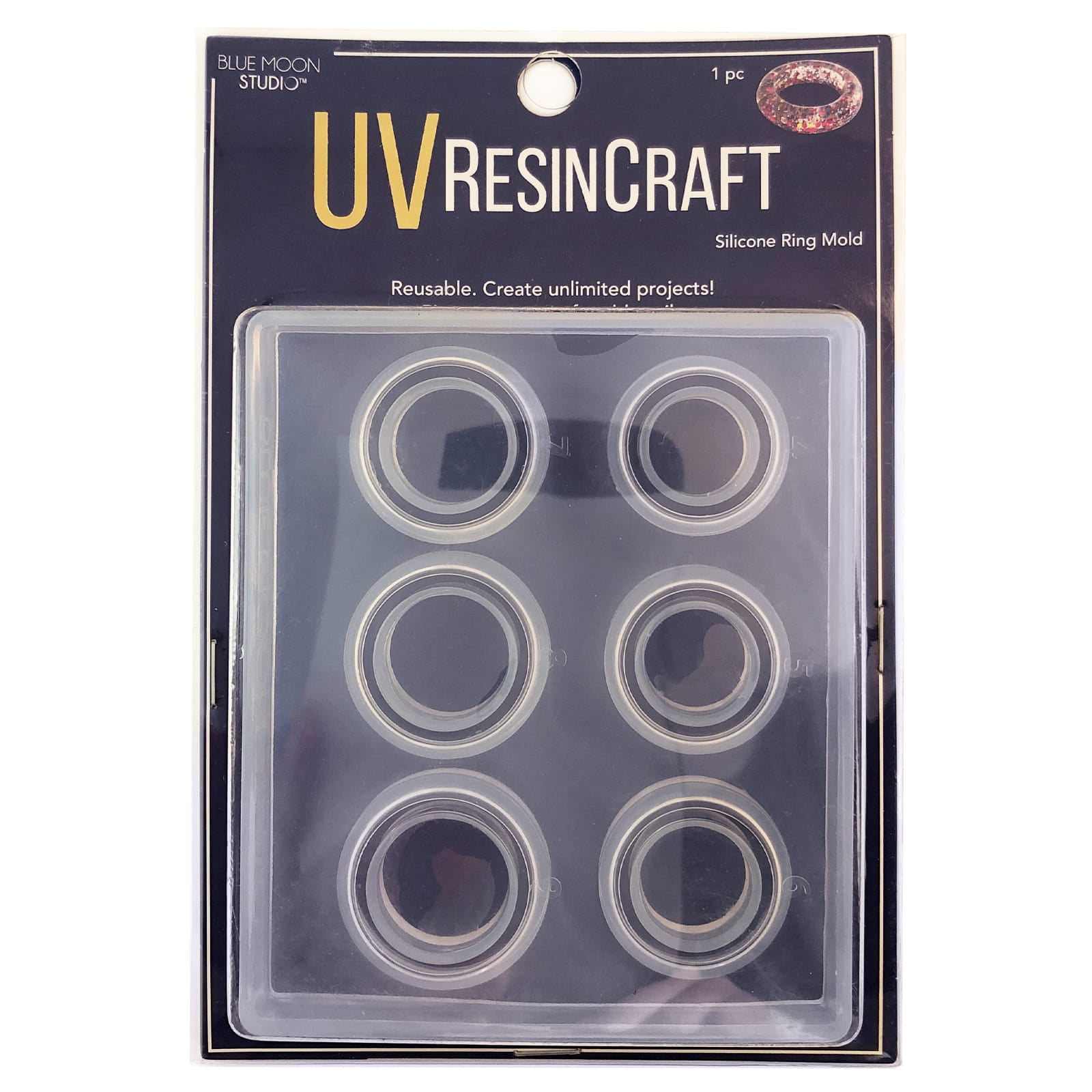 Blue Moon Studio UV Resin Craft Rings Flat Mold, 12 Pack