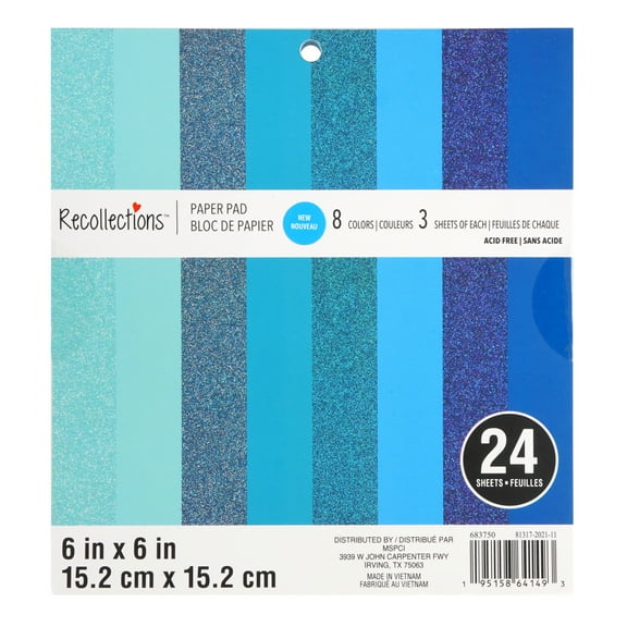 Recollections Blue Paper Pad, 6" x 6", 12 Pack