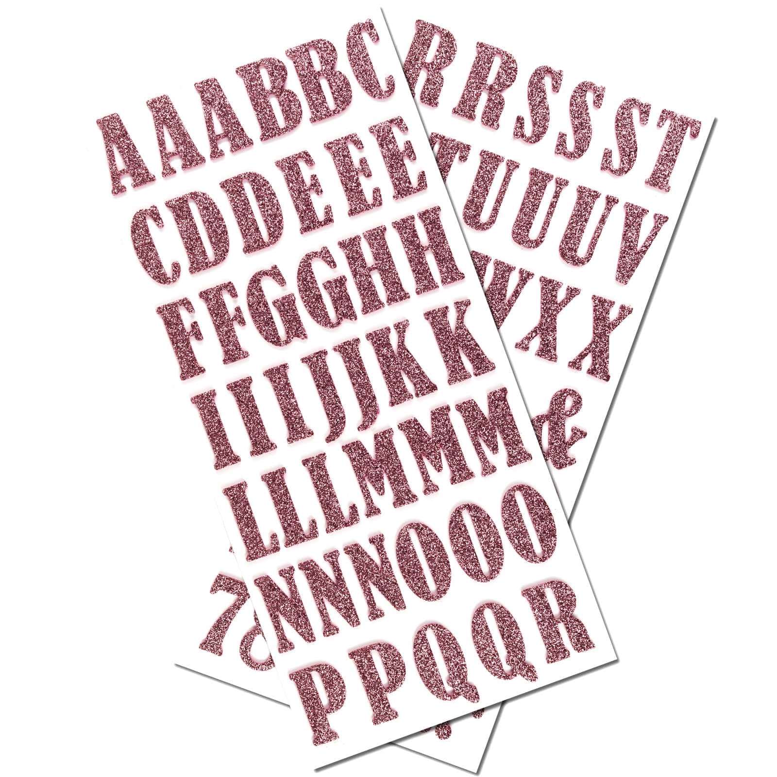 Recollections Blush Bernhard Condensed Glitter Alphabet Stickers, 12 Pack