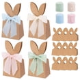 thumbnail image 1 of 12 Pack Boho Bow Easter Bunny Party Favor Bags DIY Bunny Gift Boxes with 4 Roll Ribbon Kraft Paper Rabbit Ears Gift Bags Easter Goodie Bags Easter Treat Bags Farmhouse Easter Bags Easter Gift Bags, 1 of 8