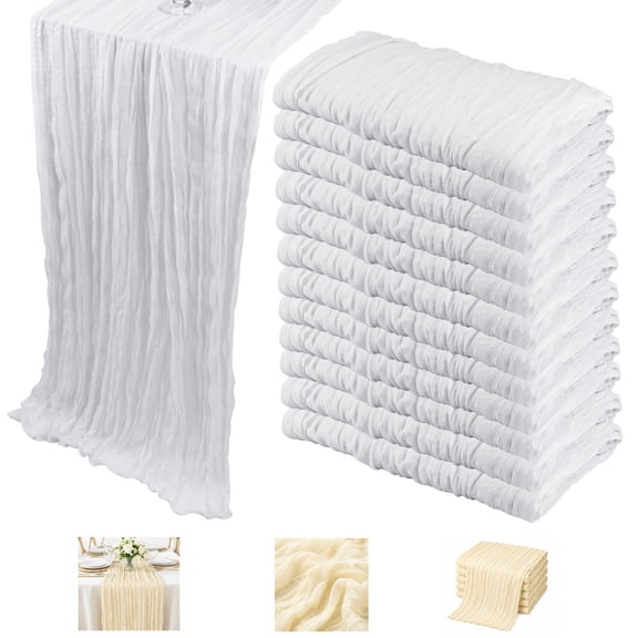 12 Pack Boho Cheesecloth Table Runners, Romantic Gauze Table Decor for Weddings, Parties & Events