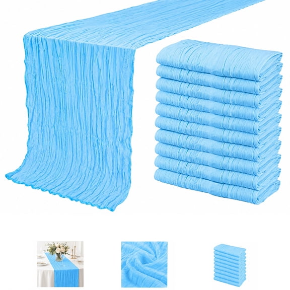 12 Pack Boho Cheesecloth Table Runners, Romantic Gauze Table Decor for Weddings, Parties & Events