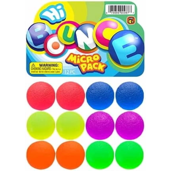 12 Pack Bouncy Balls Super Hi Bounce Party Favors 3 Styles