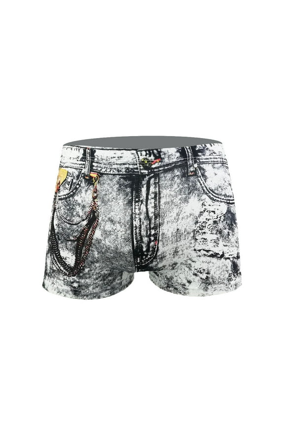 12 Pack Boxer Briefs Mens Underwear Fashion Denim Printed Pocket Shorts Pants Underpants