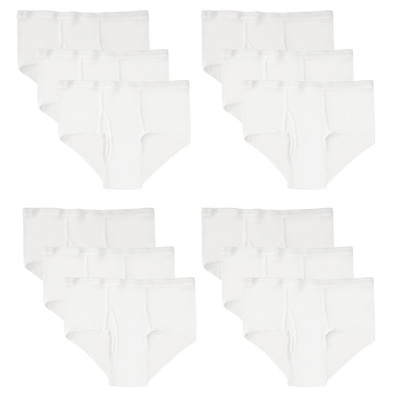 SOCKS'NBULK 12 Pack Boys Cotton Underwear Briefs, White Colors Underpants for Children, Bulk Brief Packs