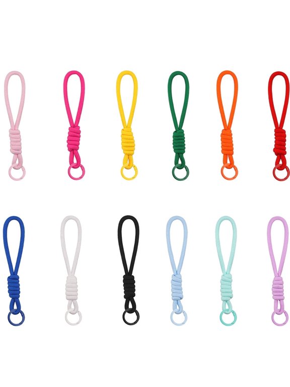 12 Pack Braided Nylon Key Lanyard, Anti-Lost Keychain with Spring Ring Clasp for Diy Crafts, ID Badge