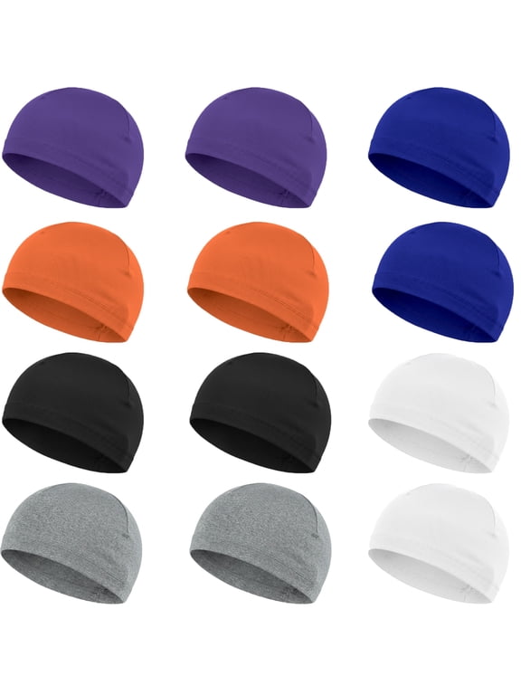 12 Pack Breathable Skull Caps Helmet Liner Soft Sleep Beanie Hats for Men Women