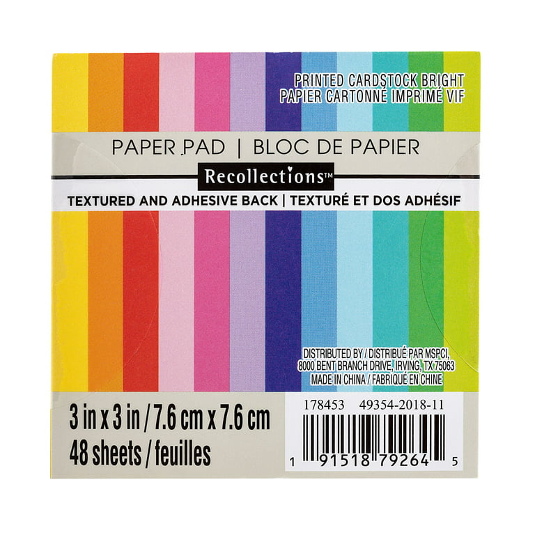 12 Pack: Bright Textured Adhesive Back Cardstock Paper Pad by
