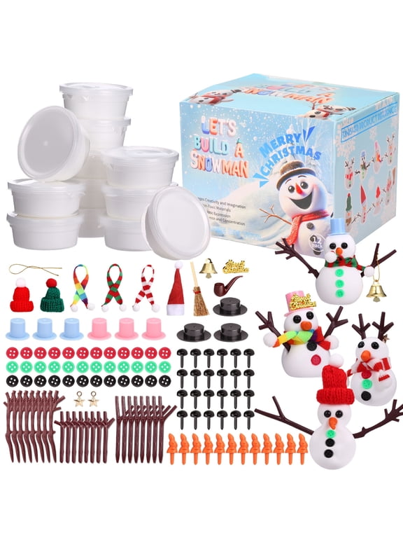 12 Pack Build a Snowman Kit Snowman Crafts for Kids,Modeling Clay Snowman DIY Kit, Christmas Stocking Stuffers for Kids,Christmas Crafts Xmas Gift