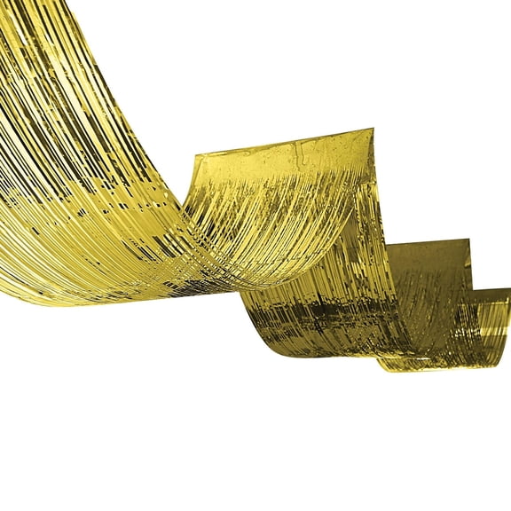 12 Pack Bulk 1-Ply Metallic Fringe Ceiling Curtain gold
