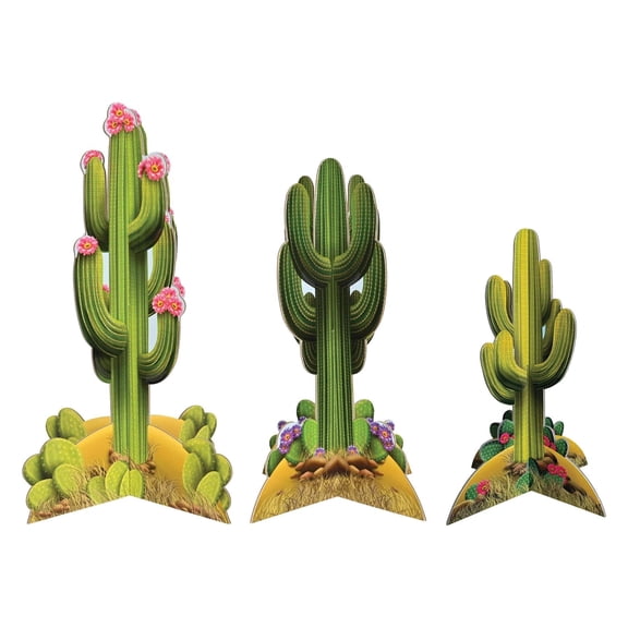 12 Pack Bulk 3-D Cactus Party Centerpieces