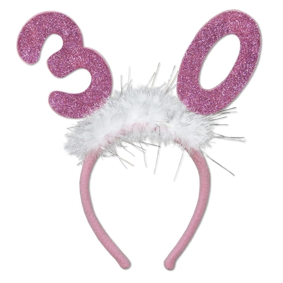 12 Pack Bulk 30th Birthday Party Glittered Boppers with Marabou