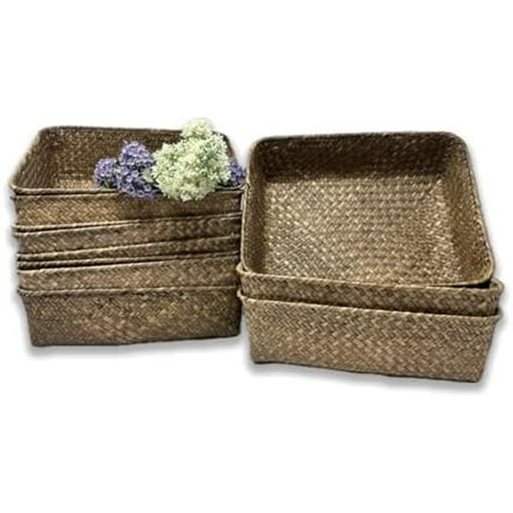 12 Pack Bulk Basket - Alexa 12" Natural Large Rectangular Utility Tray Multipurpose Gift Basket Food Bread Fruit Storage Decorative Basket - Bulk Basket Supply Set of 12$$Home Decor, Kitchen, & Other