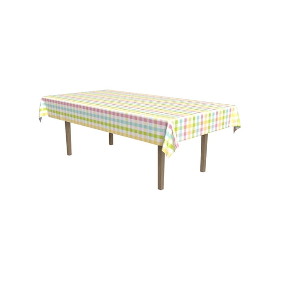 12 Pack Bulk Easter Plaid Paper Tablecover