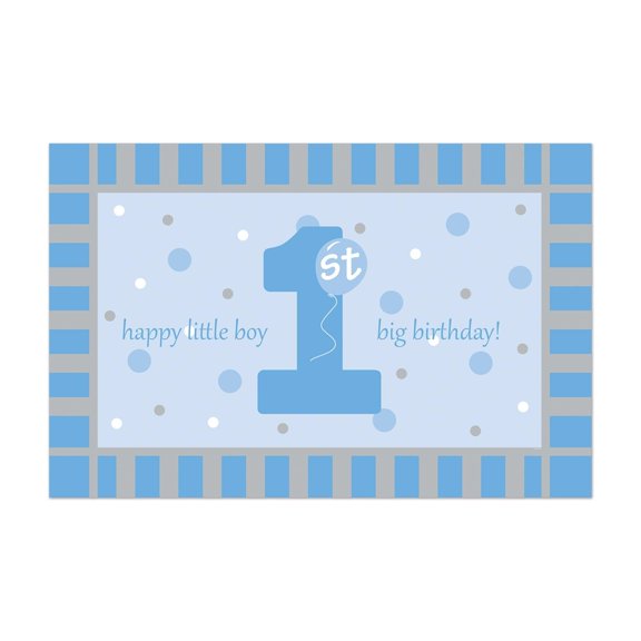 12 Pack Bulk Plastic 1st Birthday Party Floor Mat- Blue