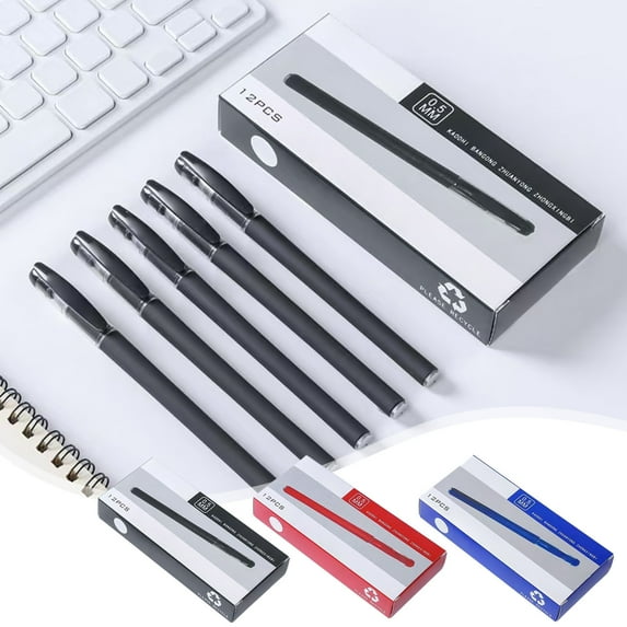 12-Pack Bullet Tip Gel Pens Frosted Matte Office Supplies Bulk Writing Tools Non-Slip Grip Professional Signature Pens Value