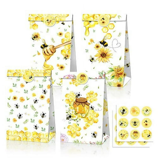 12 Pack Bumble Bee Party Gift Bags for Kids Girls Honey Bee Birthday Party Supplies Candy Treats