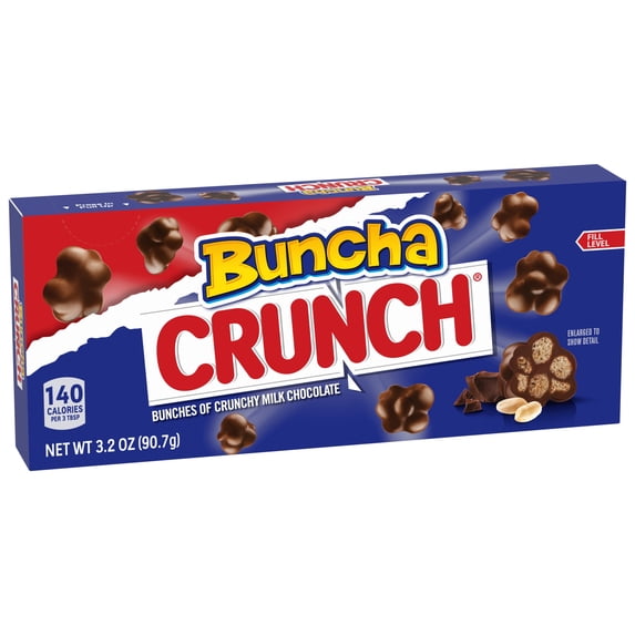 Buncha CRUNCH Candy, Pieces of Creamy Milk Chocolate with Crisped Rice, Movie Theater Candy, Concession Box, 3.7 oz