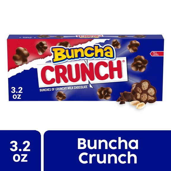 Buncha CRUNCH Candy, Pieces of Creamy Milk Chocolate with Crisped Rice, Movie Theater Candy, Concession Box, 3.2 oz