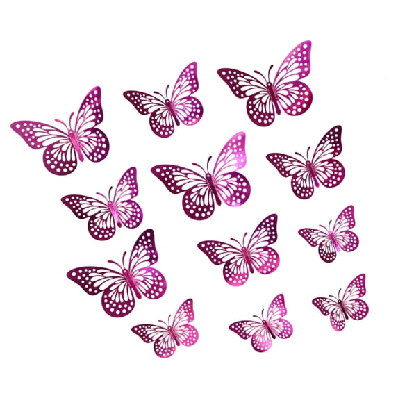 12 Pack,Butterfly Wall Decor Hollow-Out,Birthday Party Supplies for Student Shower,Removable Decals
