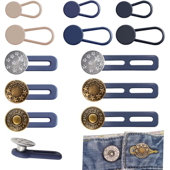 12-Pack Button Extenders for Jeans, Pants Waist Button Extender,Jean Waistband Extenders for Women & Men,No Sew Extension 1-1.8 Inches