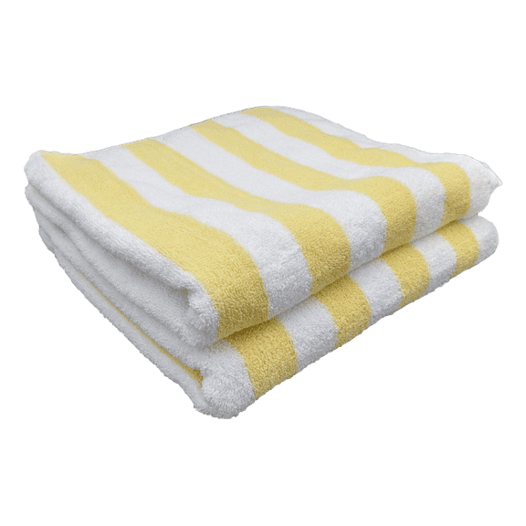 Cabana Beach Pool Spa Towels Striped Yellow/White 100% Cotton 30" x 60"