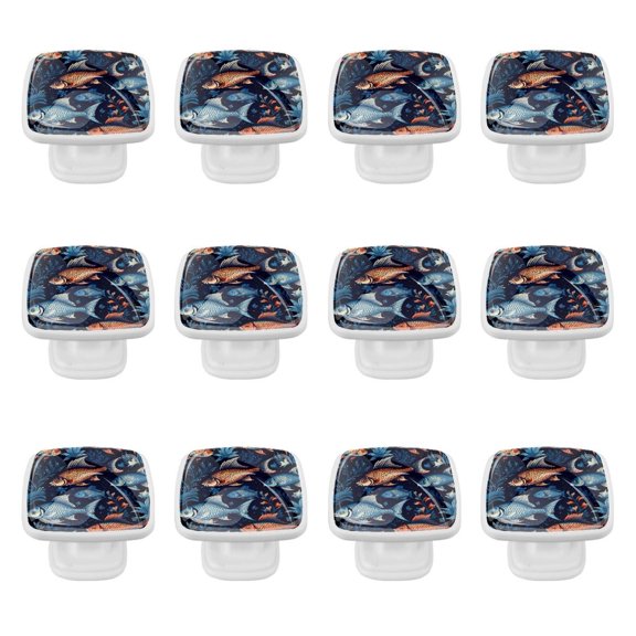 12 Pack Cabinet Knobs Square Knobs Fish Drawers Cabinet Hardware Kitchen