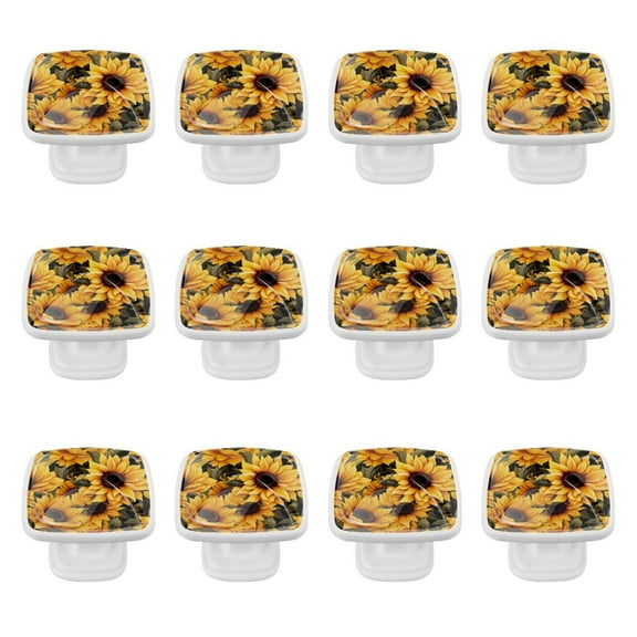 12 Pack Cabinet Knobs Square Knobs Skull Sunflower Drawers Cabinet Hardware Kitchen