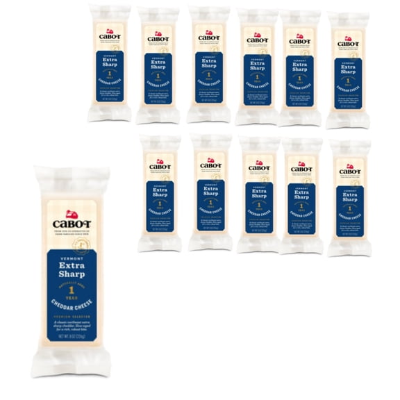 Cabot Extra Sharp White Cheddar Cheese Deli Bar, 8OZ, 12 Pack