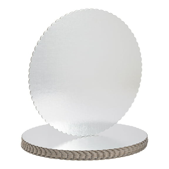Juvale Scalloped Round Cake Boards - Sturdy Base Board for Dessert Display - Silver Cake Circles for Tiered Desserts - 11.5 in, Pack of 12, Silver